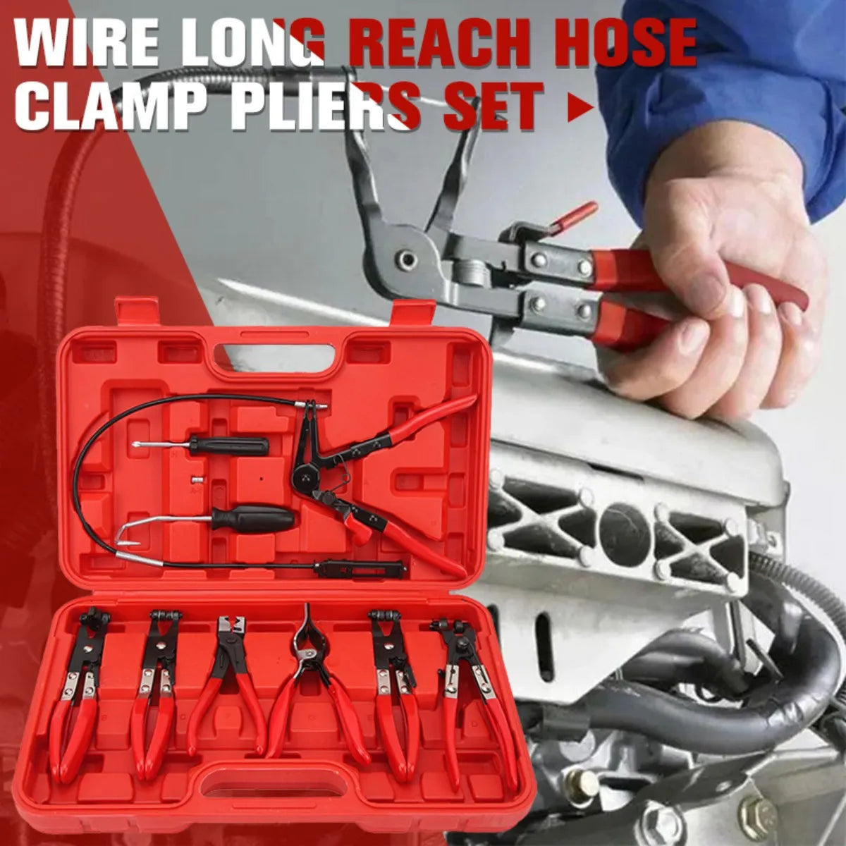 9 Piece Hose Clamp Set With Spring Pliers Storage Box