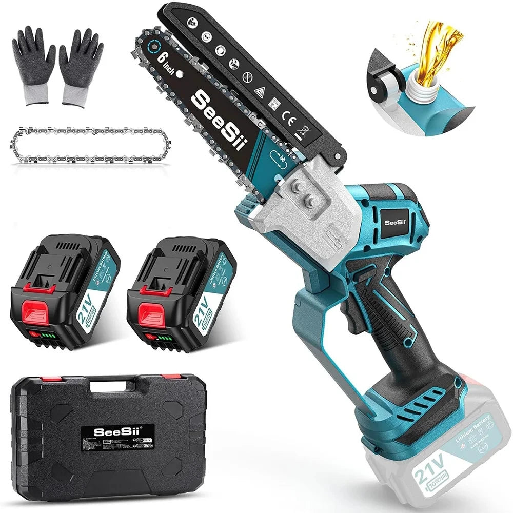 Seesii Cordless Mini Chainsaw for Woodworking and Garden Pruning