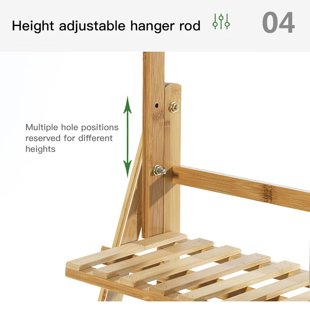 Folding Bamboo Plant Stand 3 Tier Shelf For Indoor Outdoor Garden