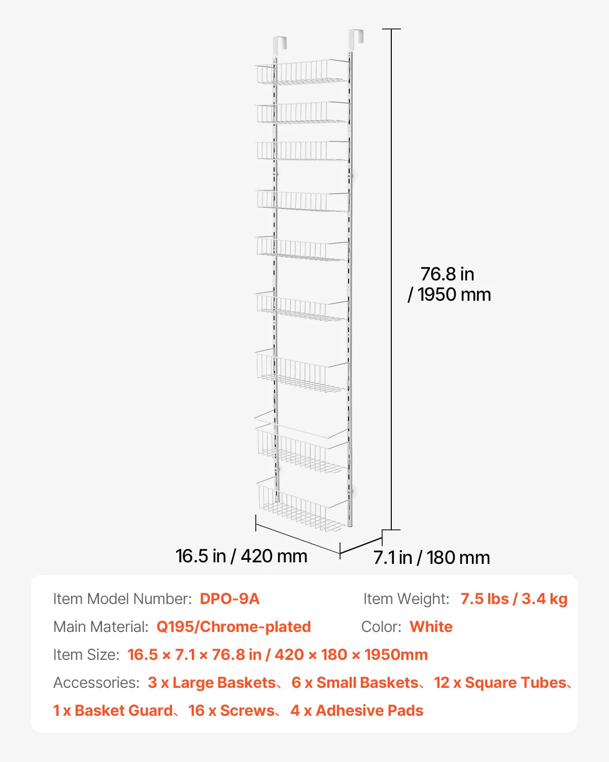 SucceBuy Over Door Organizer Heavy Duty Steel Spice Rack