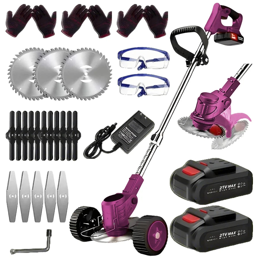 Cordless Electric Lawn Mower Weeding Machine With Two Lithium Batteries