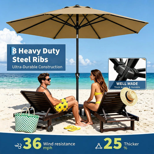 Outdoor Patio Umbrella Crank Lift Push Tilt 8 Ribs