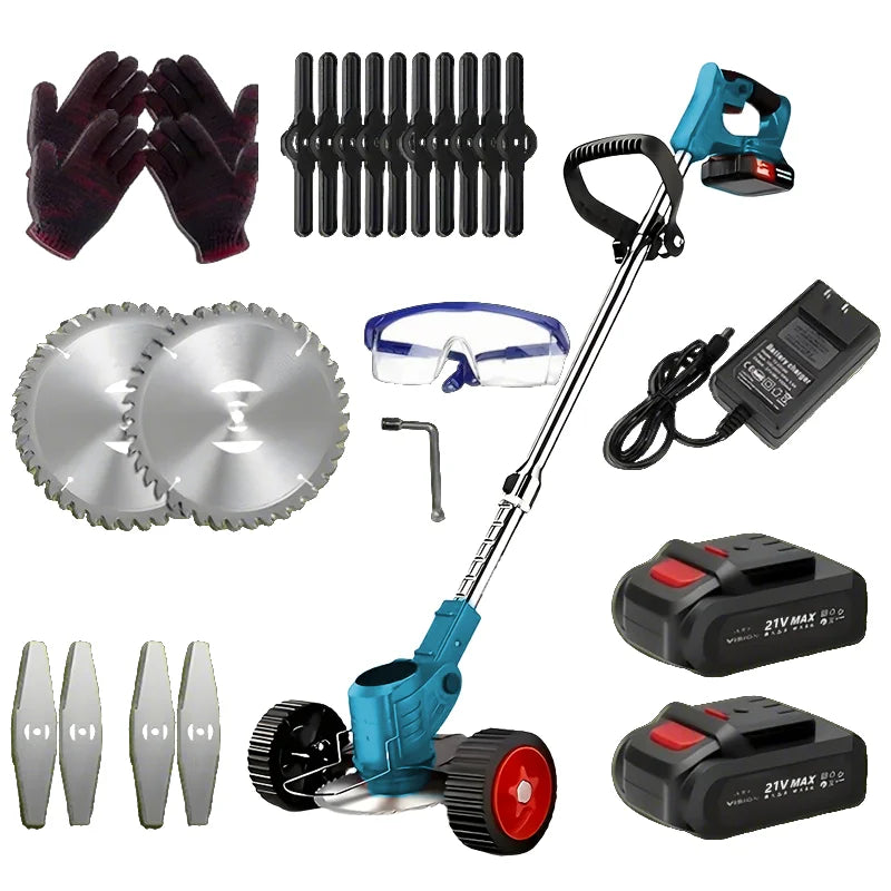 Cordless Electric Lawn Mower Weeding Machine With Two Lithium Batteries