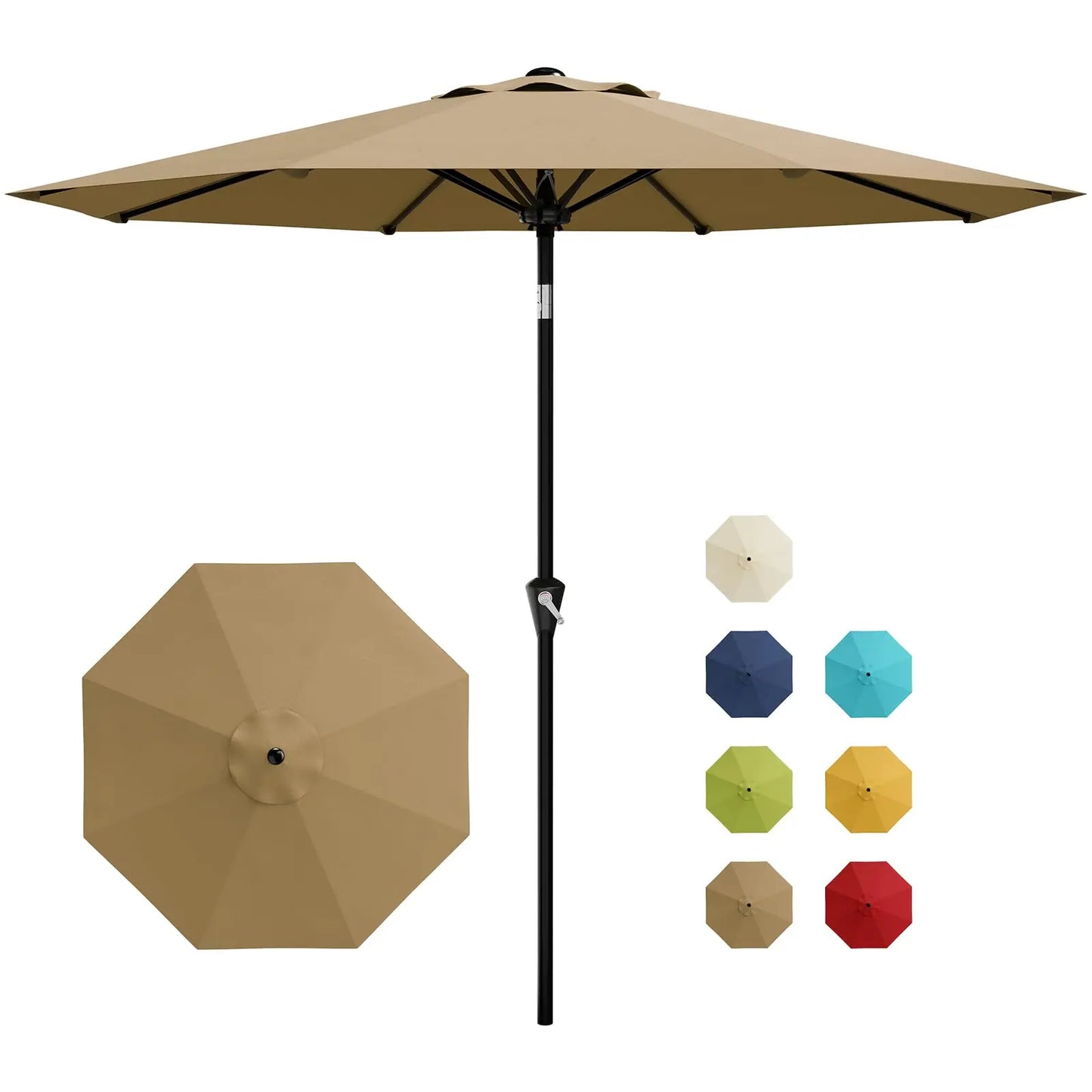 Outdoor Patio Umbrella Crank Lift Push Tilt 8 Ribs