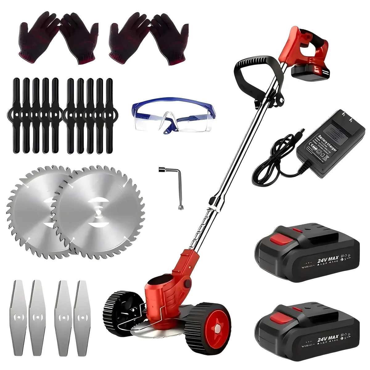 Cordless Electric Lawn Mower Weeding Machine With Two Lithium Batteries