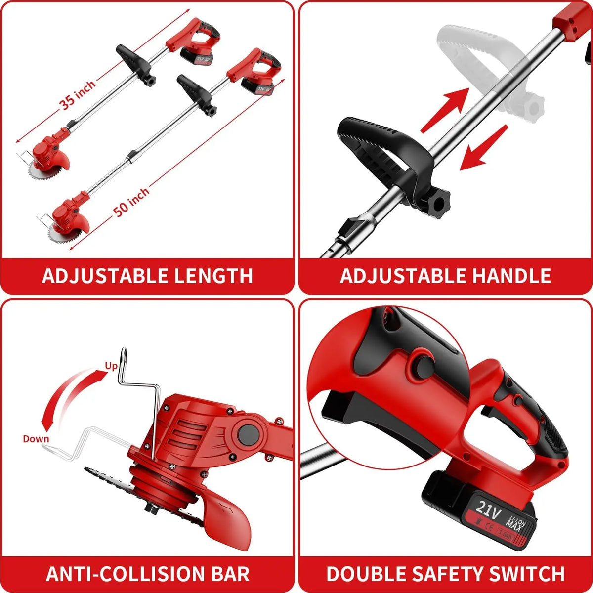 Cordless Electric Lawn Mower Weeding Machine With Two Lithium Batteries