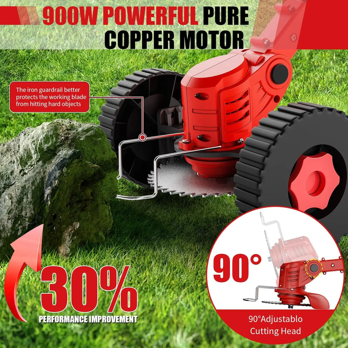 Cordless Electric Lawn Mower Weeding Machine With Two Lithium Batteries