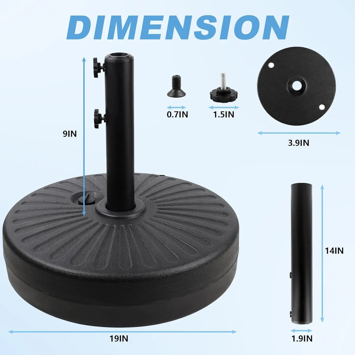 Outdoor Patio Umbrella Weighted Base Anti-Wind Sand And Water Fillable