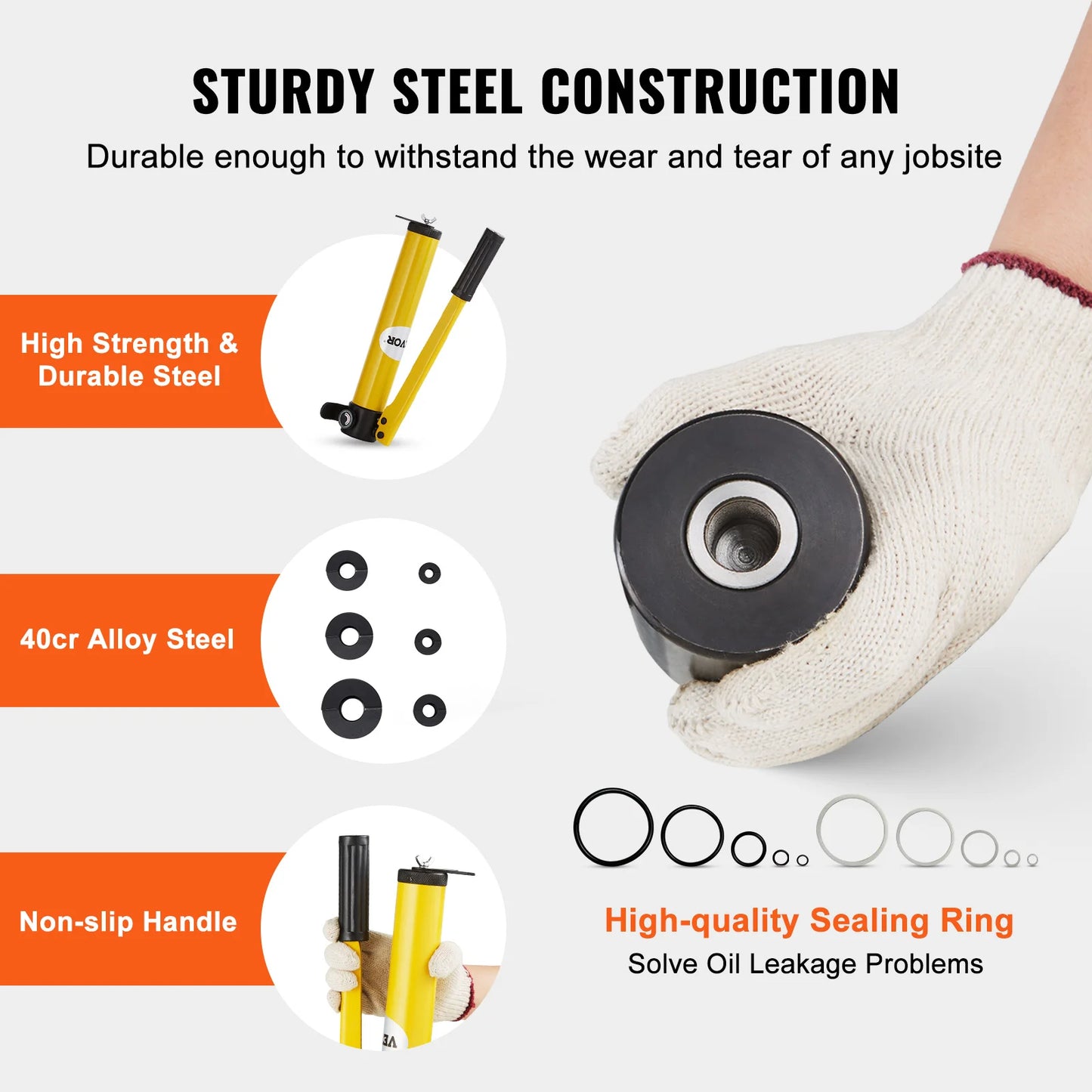 SucceBuy 15 Ton Hydraulic Knockout Punch Driver Kit With 10 Dies Carbon Steel