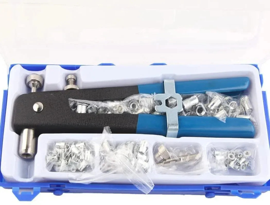 MEYOUTOWN 86pc Heavy Duty Blind Rivet Nut Kit Set Riveter Tool Rivet Nut Gun
