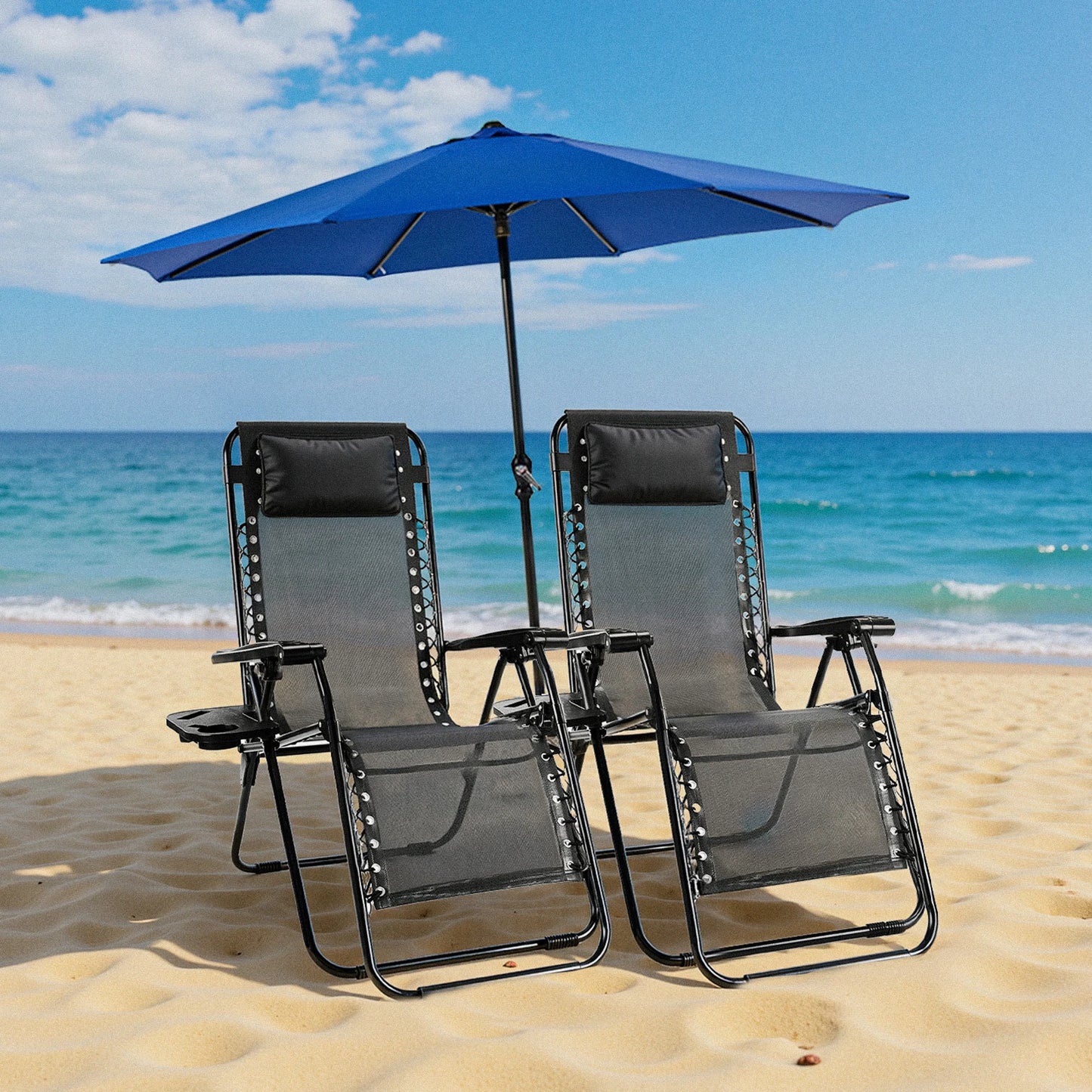 JHK Zero Gravity Portable Recliner Lounge Chair With Cup Holders