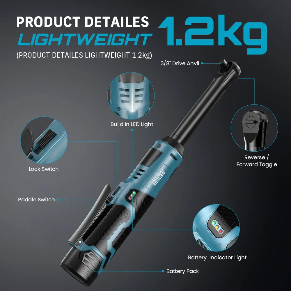 Seesii Cordless 12V Ratchet Wrench 55Nm With Two Batteries