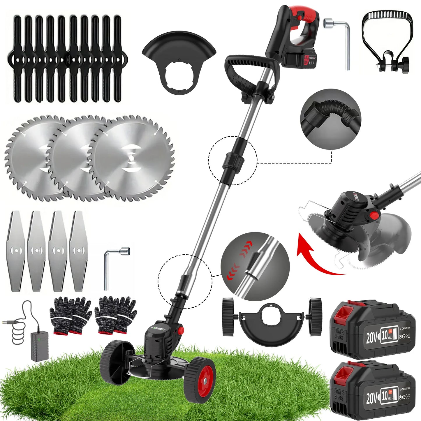 Firehelp 3 In 1 Cordless Weed Trimmer And Lawn Mower