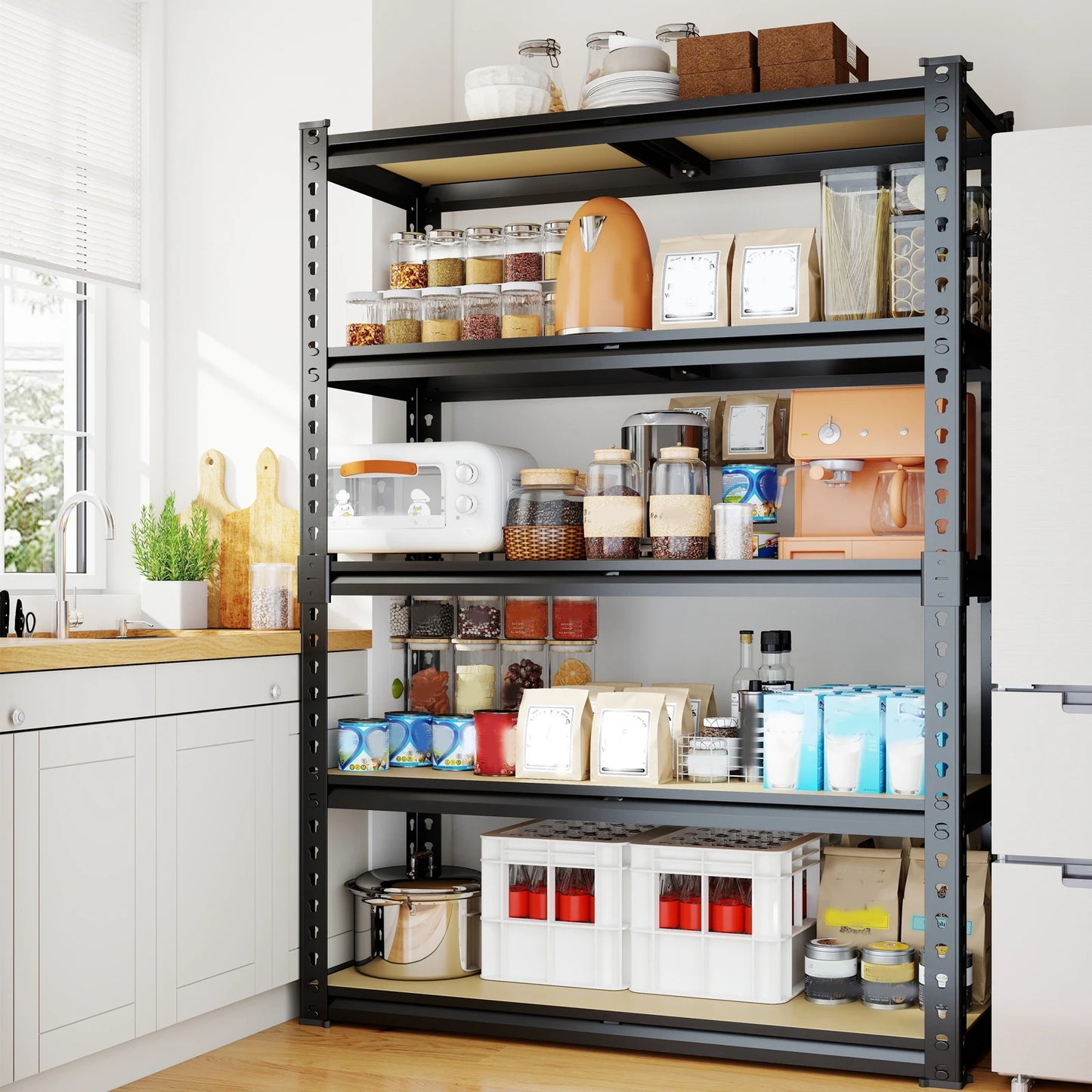 Heavy Duty Five Tier Metal Storage Rack 2000 Lbs Capacity
