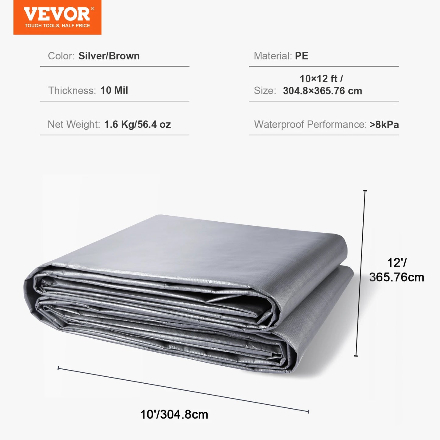 SucceBuy Heavy Duty Tarp Waterproof Poly Tarps With Grommets Outdoor