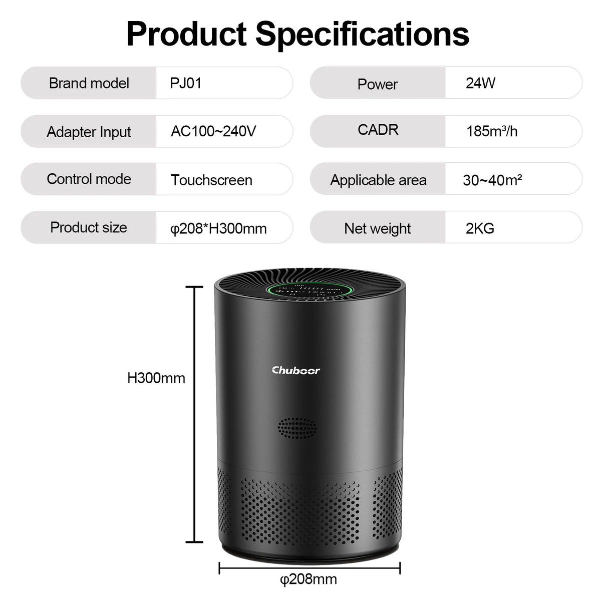 Chuboor H13 True HEPA Air Purifier for Home Office