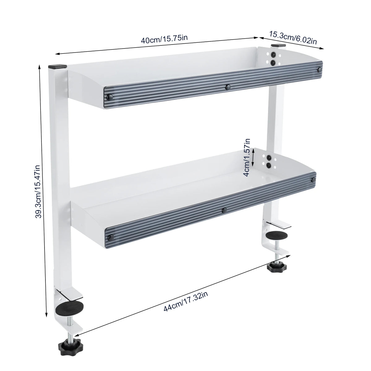 Clamp-On Desk Shelf 2-Tier Metal Corner Organizer For Home Office
