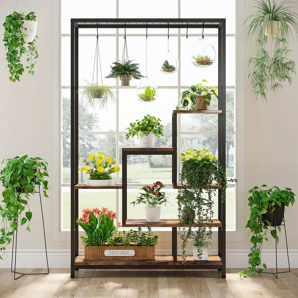 Tribesigns 5 Tier Indoor Plant Stand With 10 Hooks