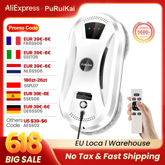 PuRuikai AI Window Cleaning Robot Self Cleaning Ultra Quiet