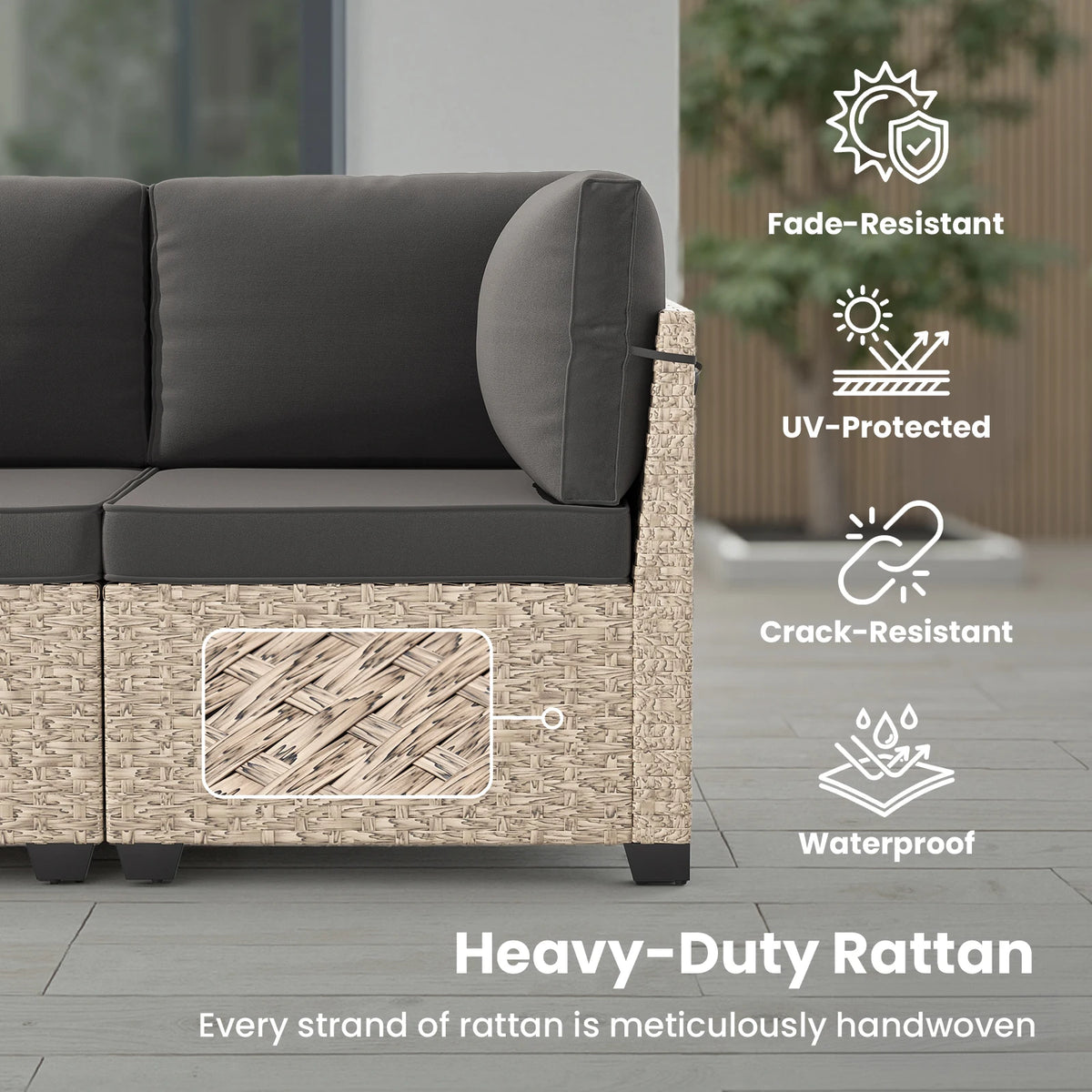 Outdoor Rattan Patio Furniture Set With Glass Table All Weather Garden