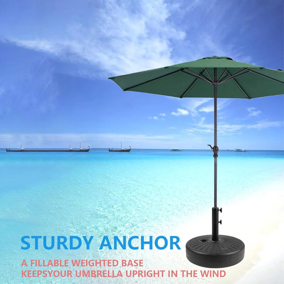 Outdoor Patio Umbrella Weighted Base Anti-Wind Sand And Water Fillable