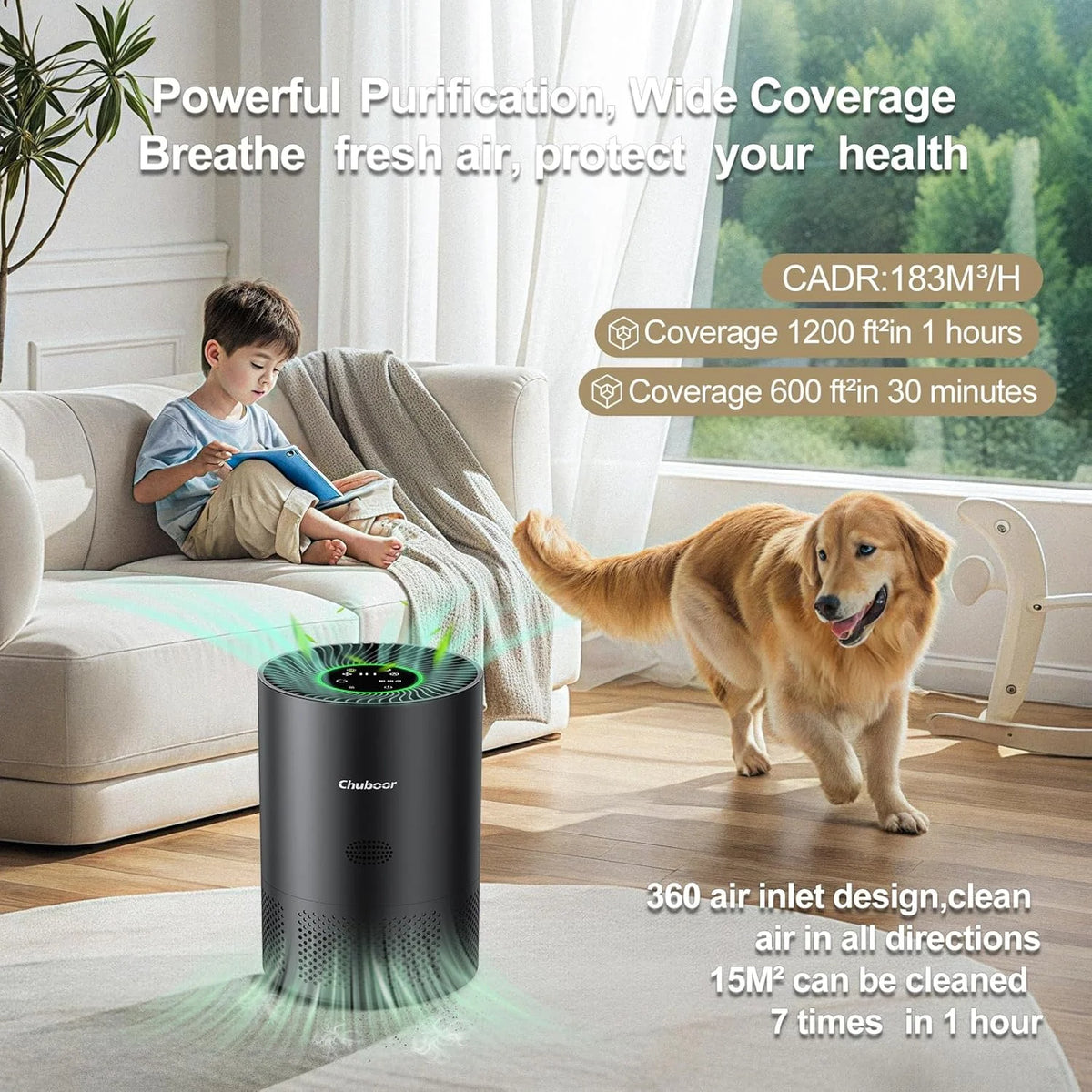 Chuboor H13 True HEPA Air Purifier for Home Office