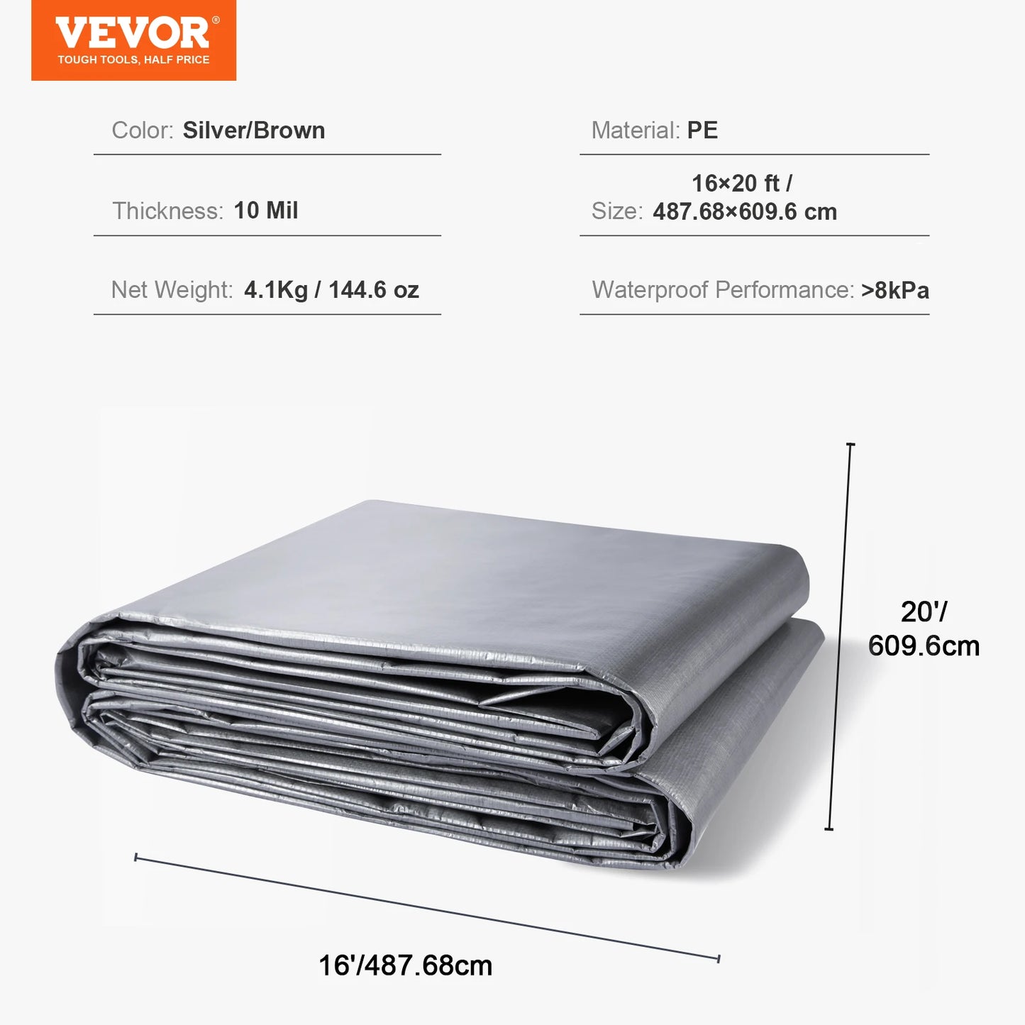 SucceBuy Heavy Duty Tarp Waterproof Poly Tarps With Grommets Outdoor