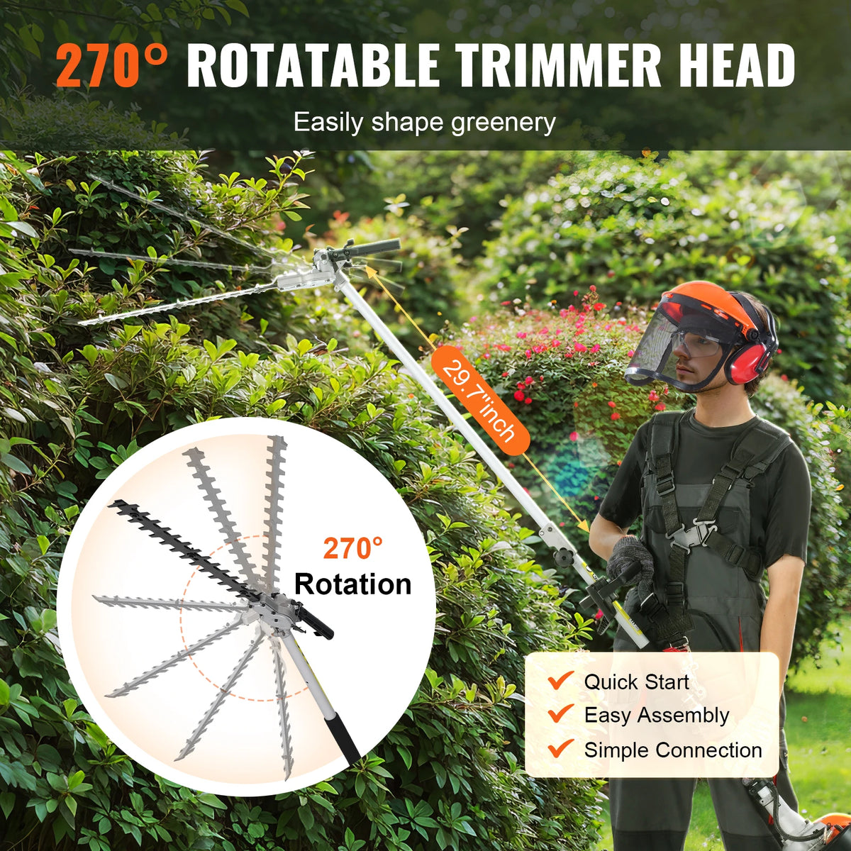 SucceBuy 33cc Gas Hedge Trimmer 6 In 1 Tool Set With Brush Cutter