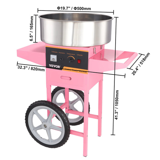 SucceBuy Electric Cotton Candy Machine Commercial Floss Maker Stainless Steel