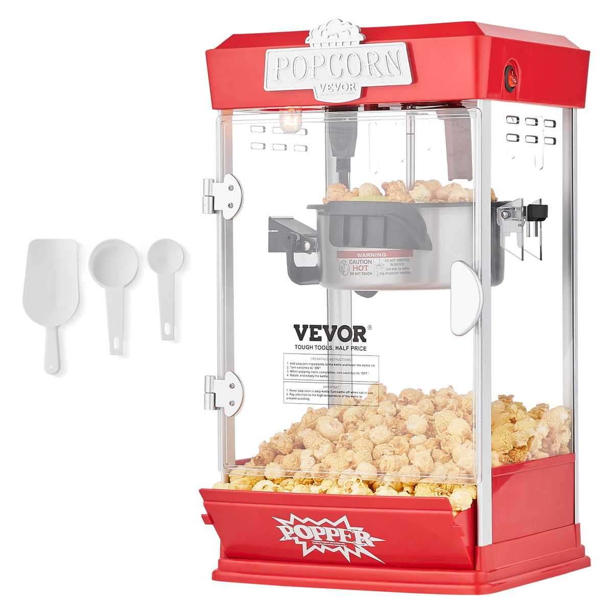 SucceBuy Movie Theater Style Commercial Countertop Popcorn Machine With 3 Scoops