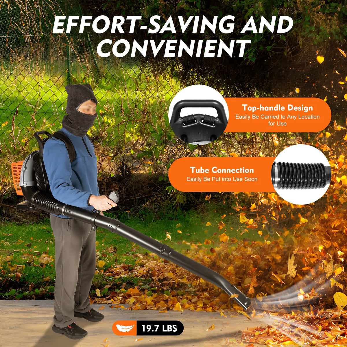 Bymaocar 2 Stroke Gas Leaf Blower Backpack With Adjustable Speed 6800 RPM Yard