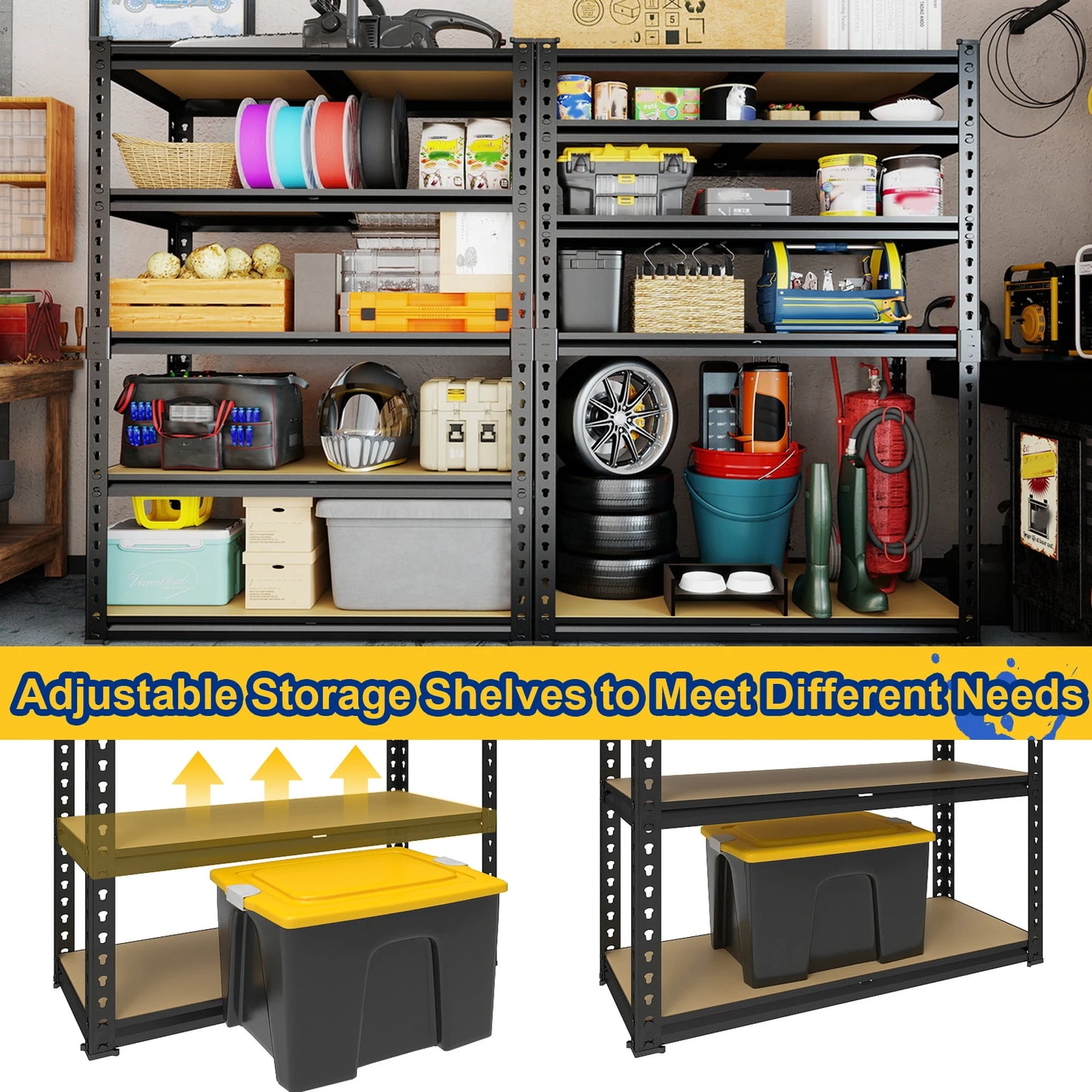 Heavy Duty Five Tier Metal Storage Rack 2000 Lbs Capacity