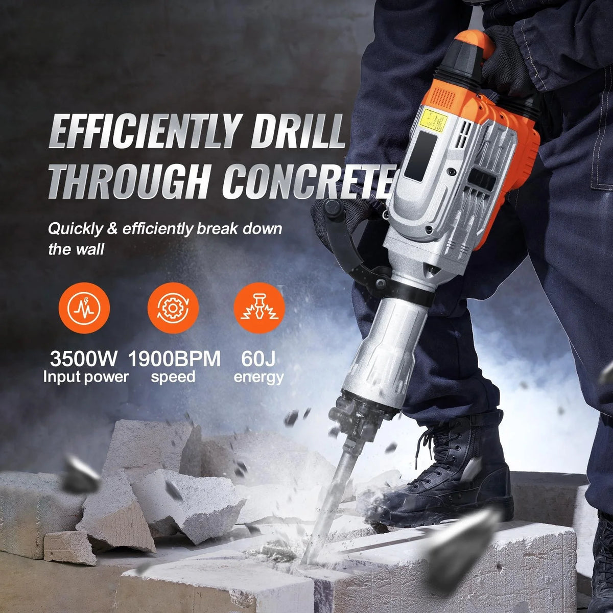 SucceBuy Demolition Jack Hammer 1500W 2200W 3500W Electric Concrete Breaker