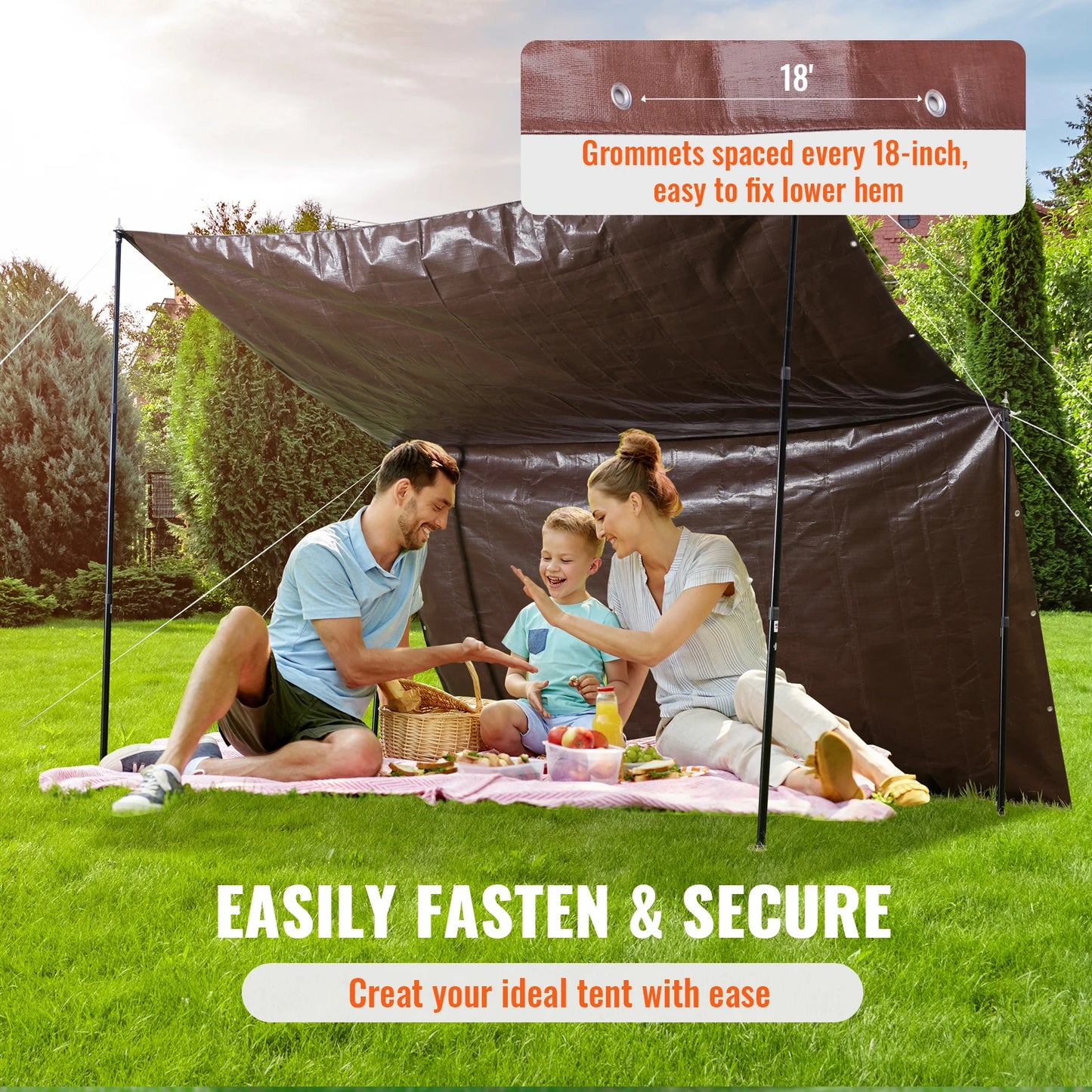 SucceBuy Heavy Duty Tarp Waterproof Poly Tarps With Grommets Outdoor