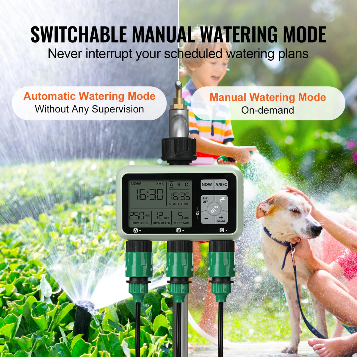 SucceBuy Water Timer 3 Outlet Hose Controller With LCD Display