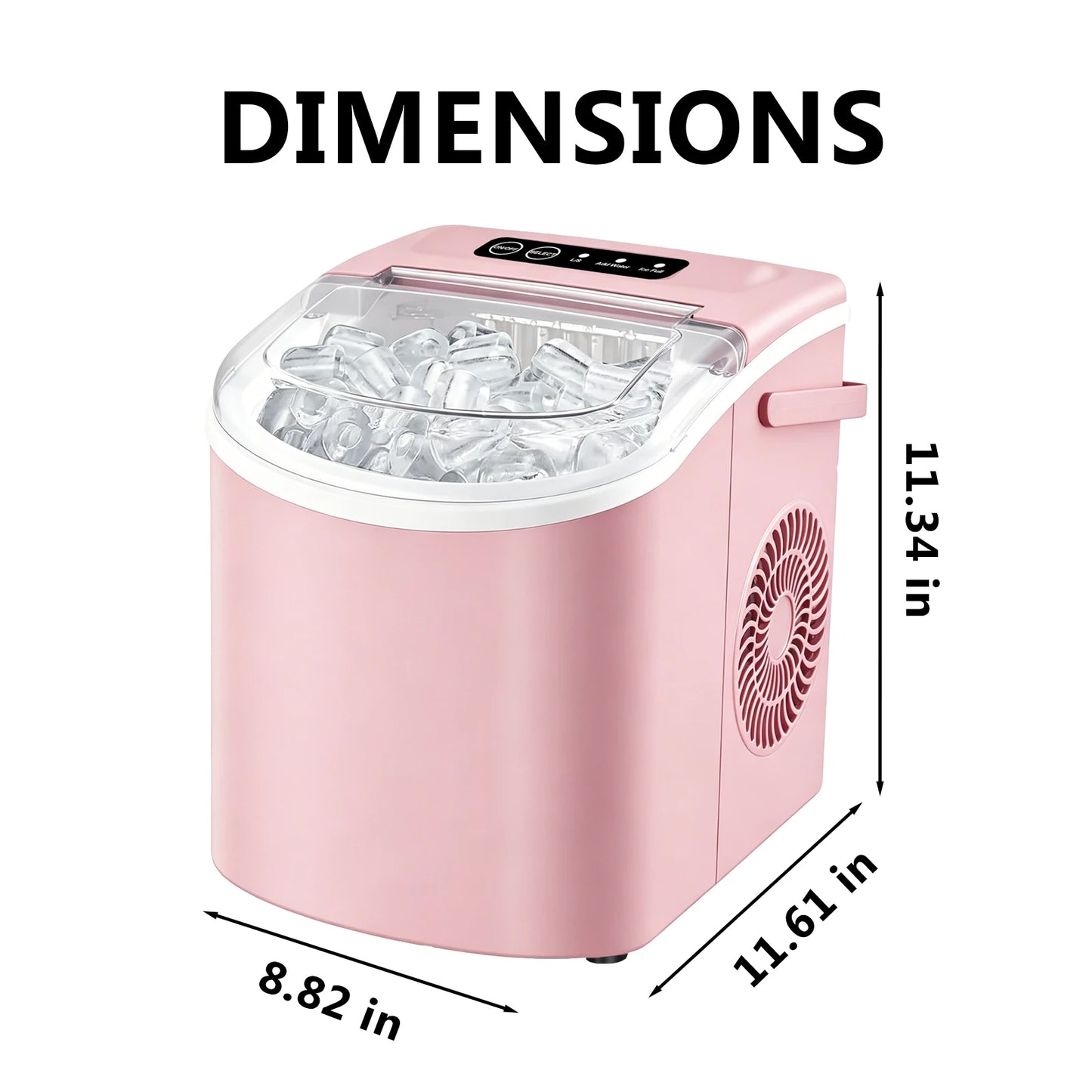 Portable Countertop Ice Maker With Handle Produces 29 Lbs Per 24 Hours