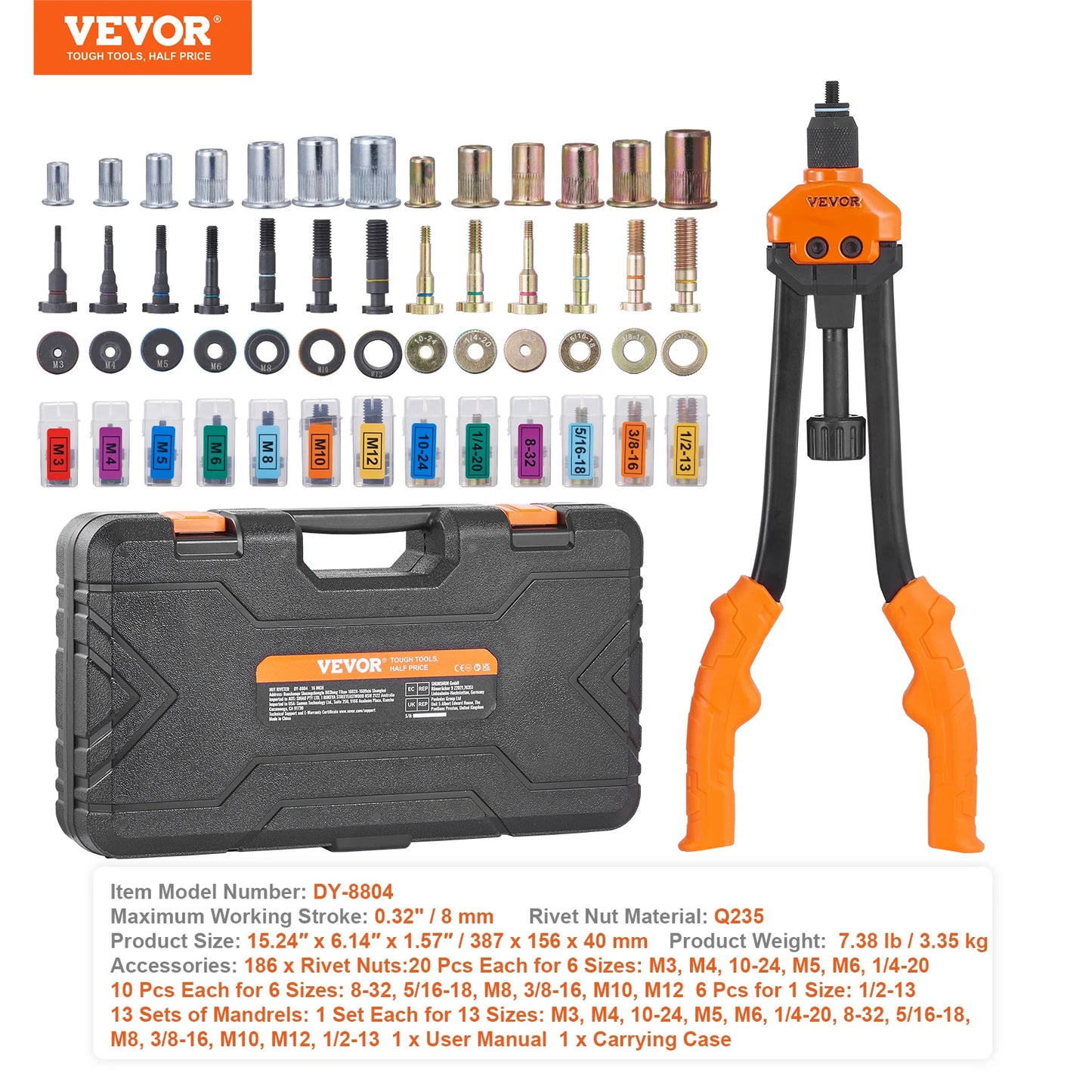 SucceBuy Rivet Nut Tool Kit With Metric And SAE Mandrels