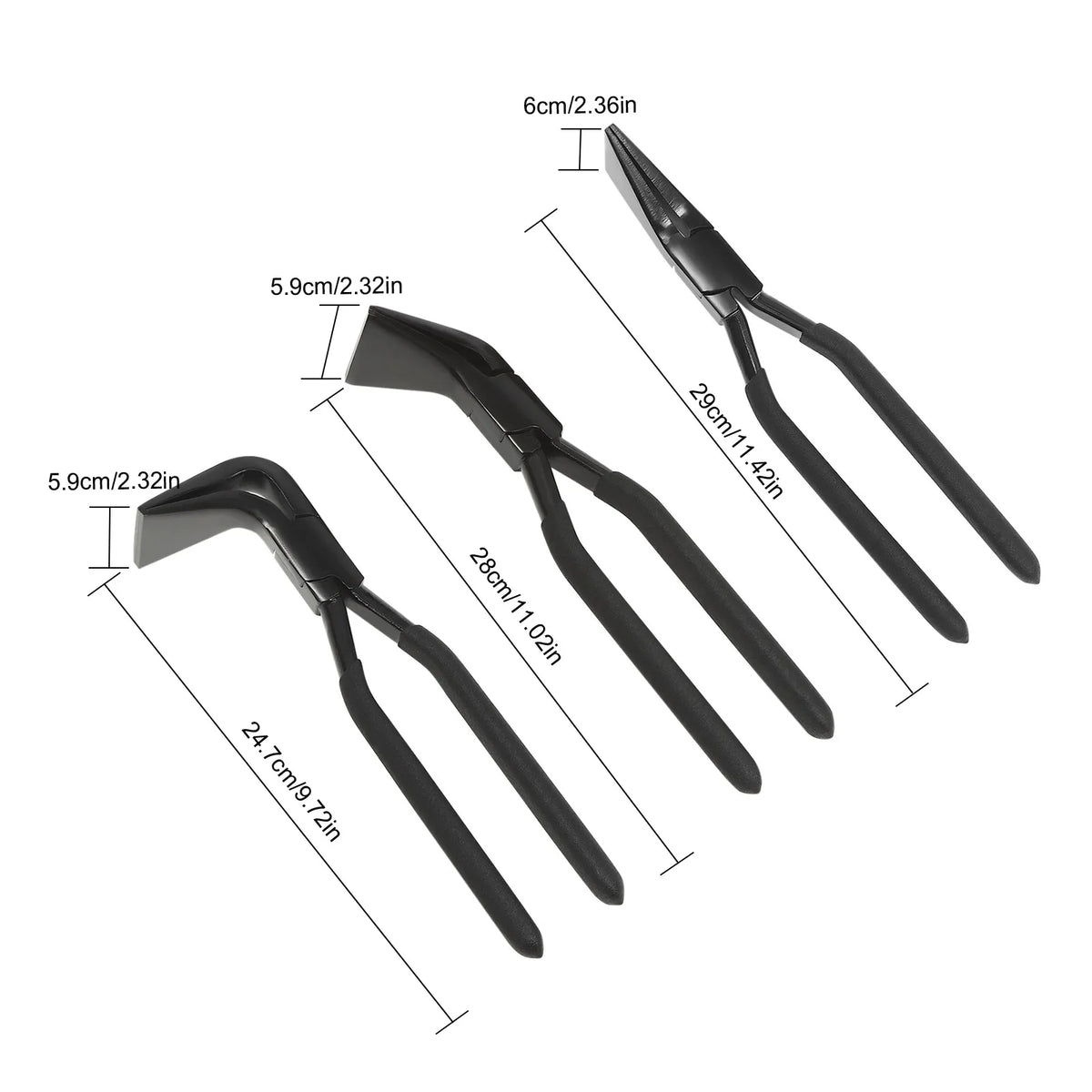 3 Piece Metal Bending Pliers Set Straight 45 And 90 Degrees