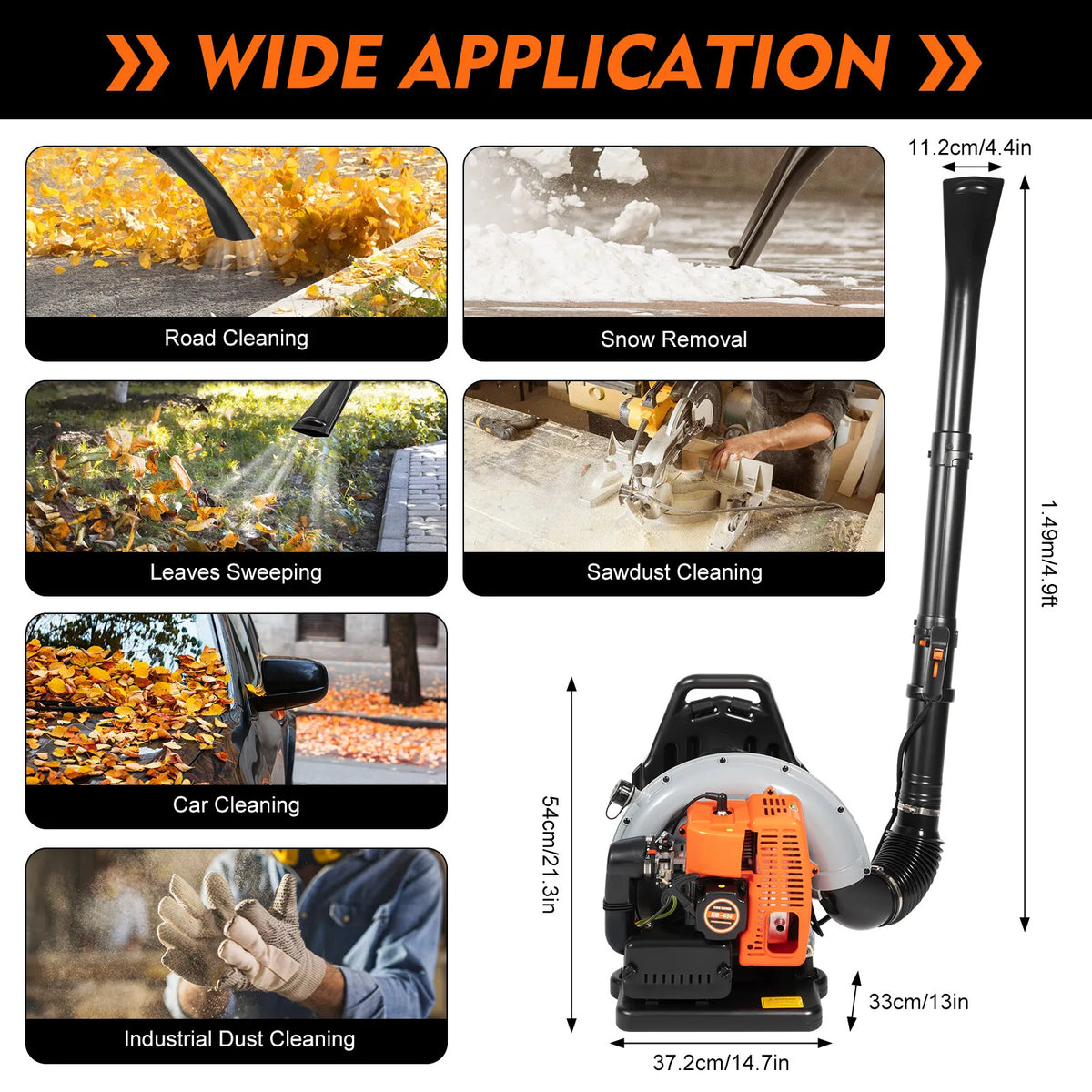 Bymaocar 2 Stroke Gas Leaf Blower Backpack With Adjustable Speed 6800 RPM Yard