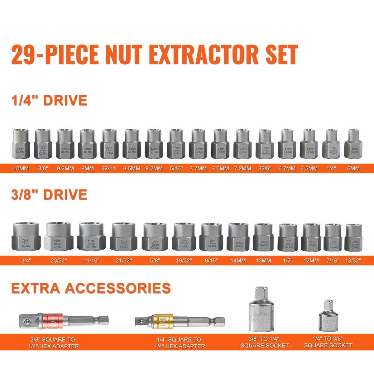 SucceBuy 29Piece Bolt Extractor Set For Stuck Nuts And Bolts