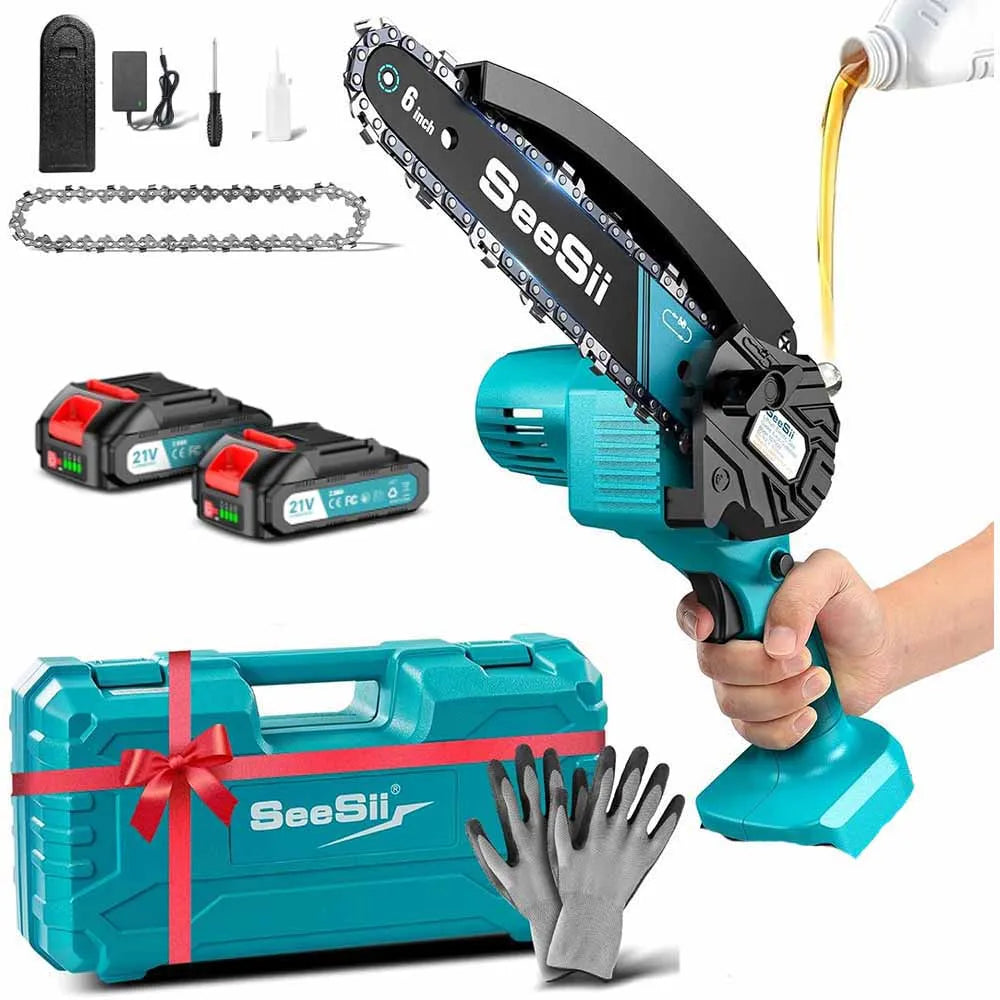 Seesii Cordless Mini Chainsaw for Woodworking and Garden Pruning