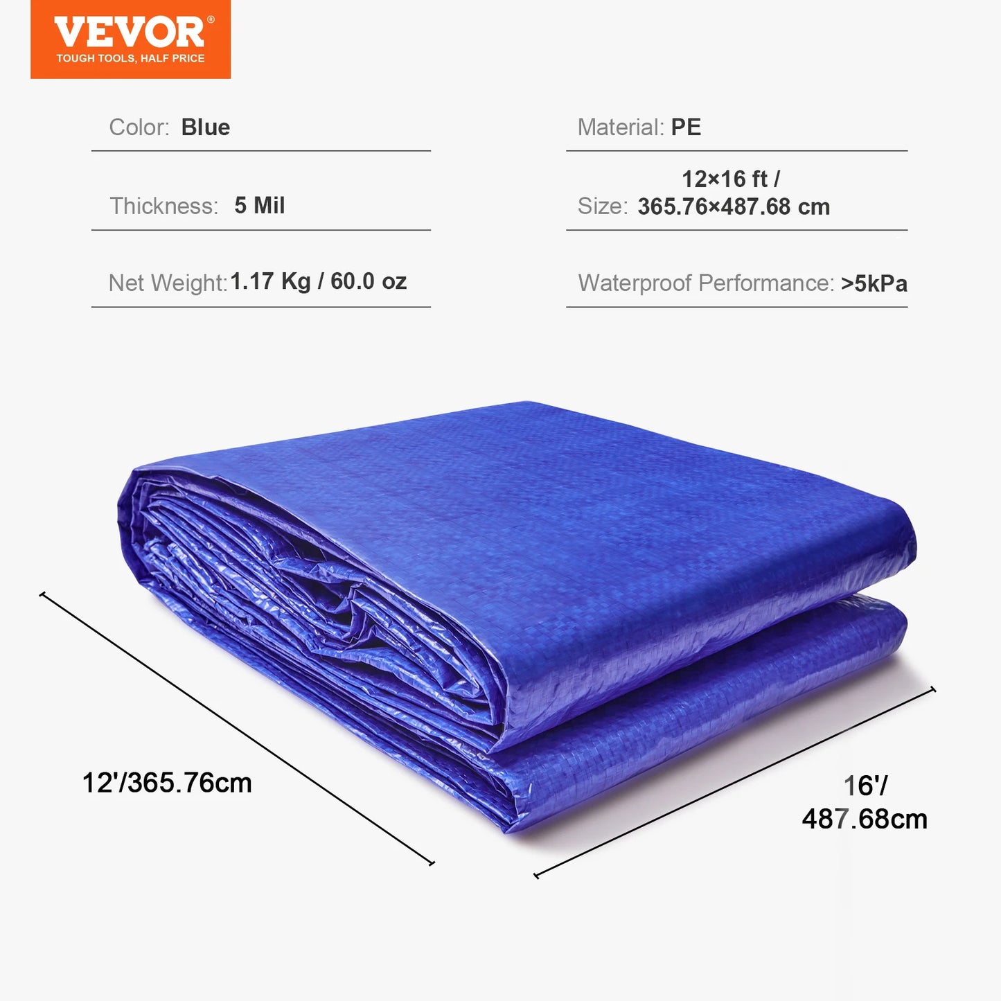 SucceBuy Heavy Duty Tarp Waterproof Poly Tarps With Grommets Outdoor