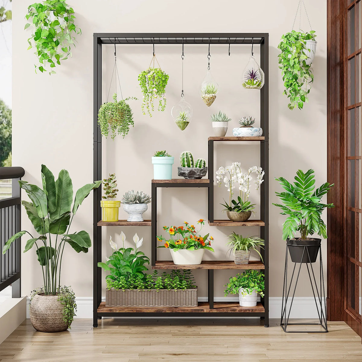 Tribesigns 5 Tier Indoor Plant Stand With 10 Hooks