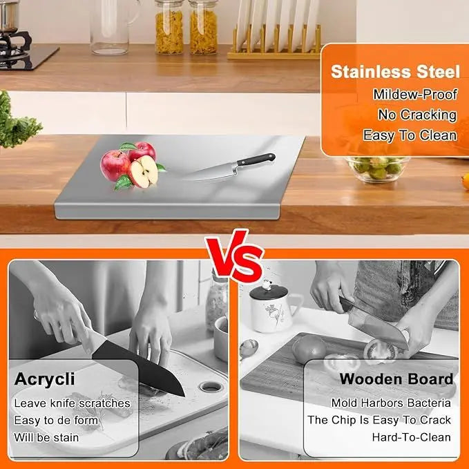 Stainless Steel Cutting Board 304 With Lid And Non Slip