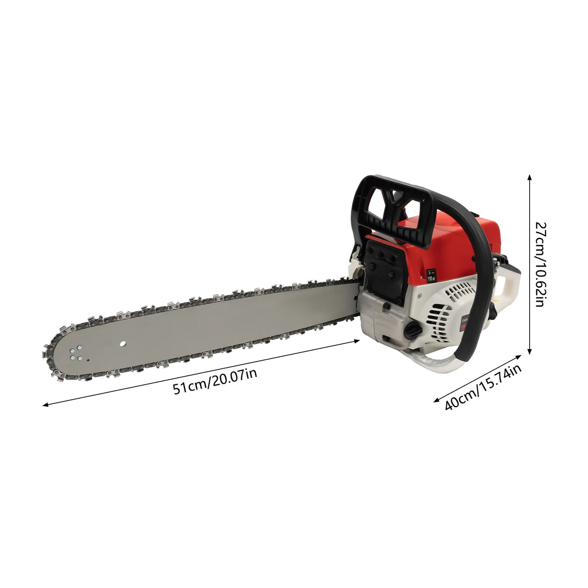 Gasoline Chainsaw 52cc Engine 7500 RPM Heavy Duty Cutting