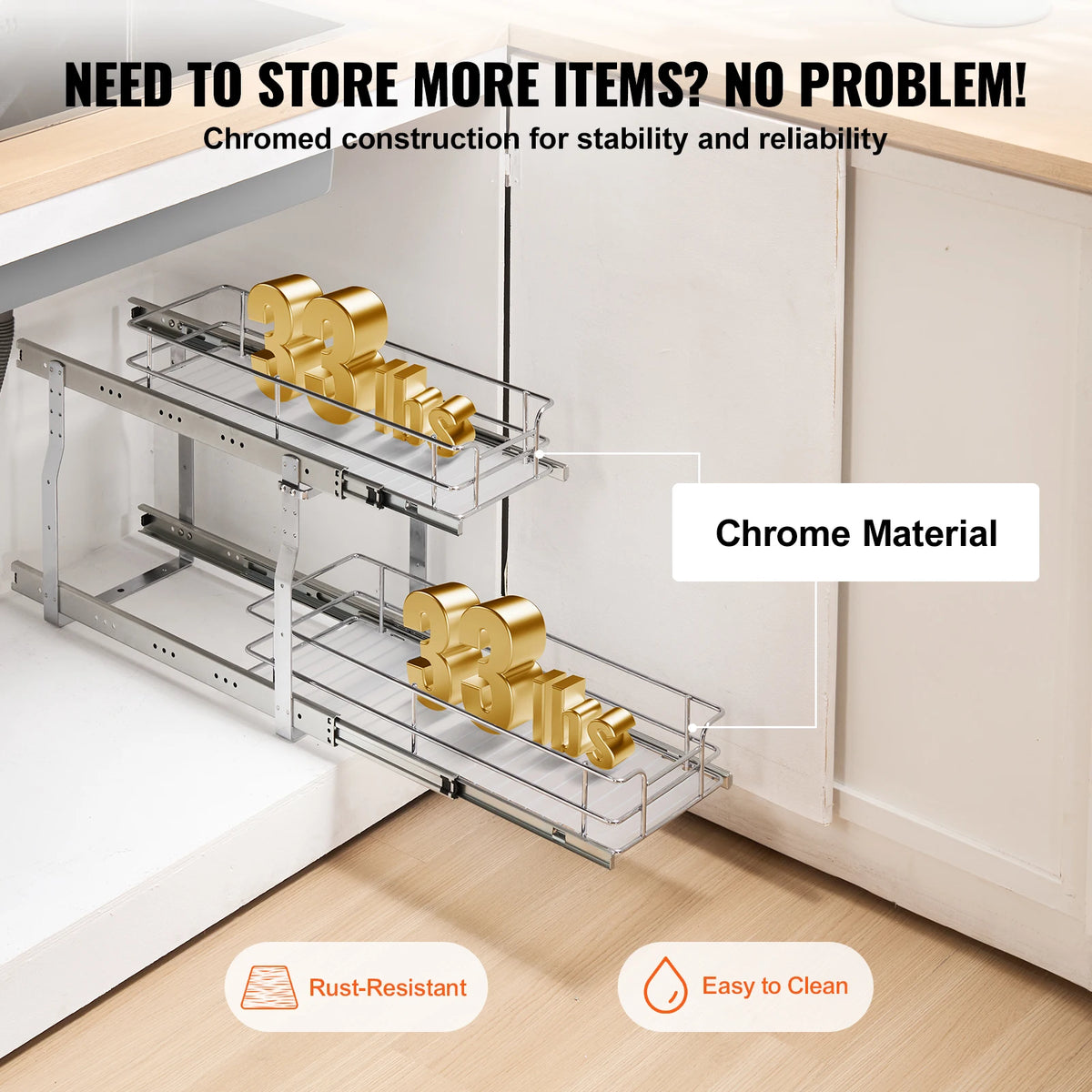 Pull Out Cabinet Organizer Heavy Duty Slide Out Pantry Shelves