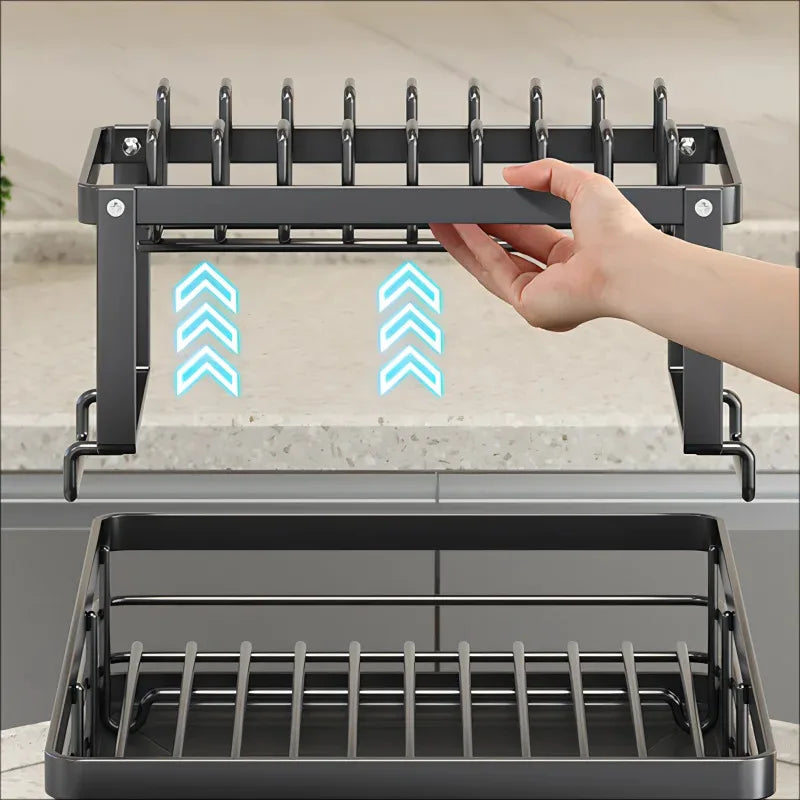 ATMDOG Stainless Steel Dish Drying Rack With Drainboard Over Sink Organizer