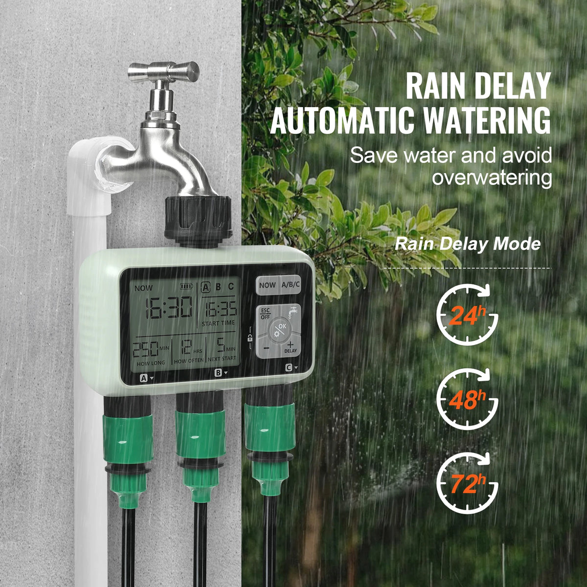 SucceBuy Water Timer 3 Outlet Hose Controller With LCD Display