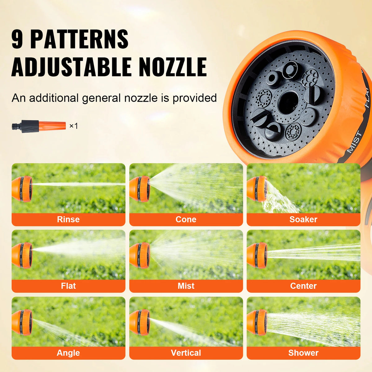 SucceBuy Retractable Hose Reel 180 Degree Swivel Wall Mount 9 Pattern Nozzle