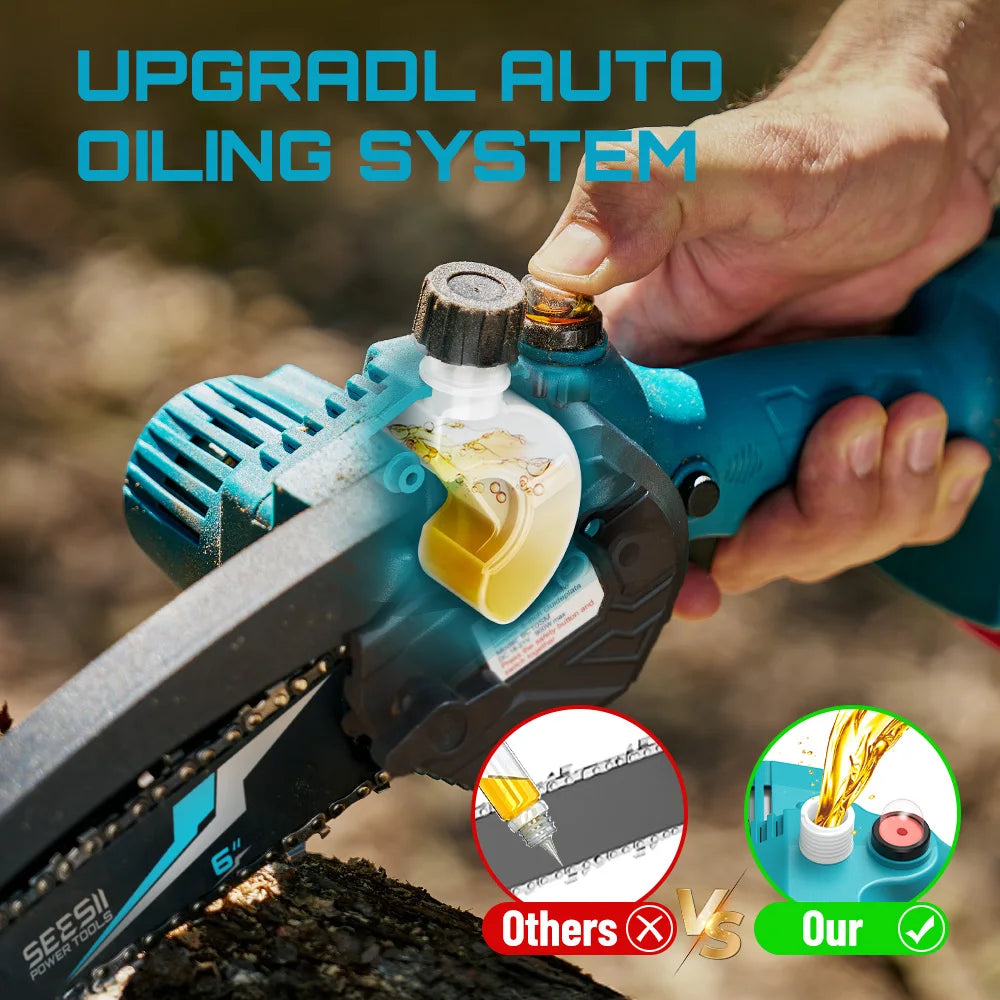 Seesii Cordless Mini Chainsaw for Woodworking and Garden Pruning